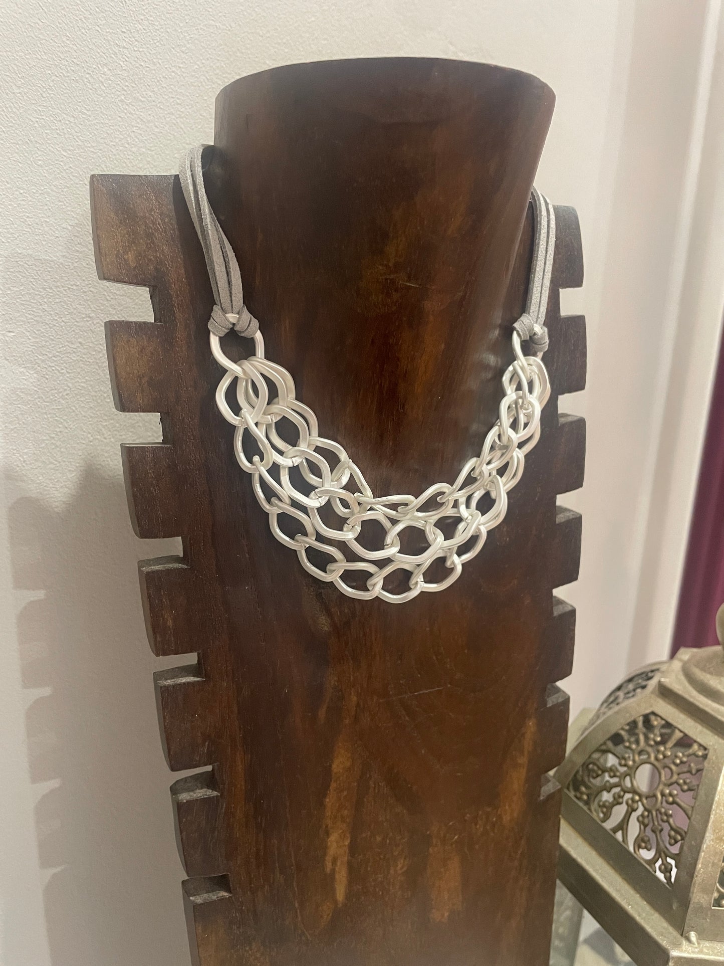 Collar Burkina Corto Plateado